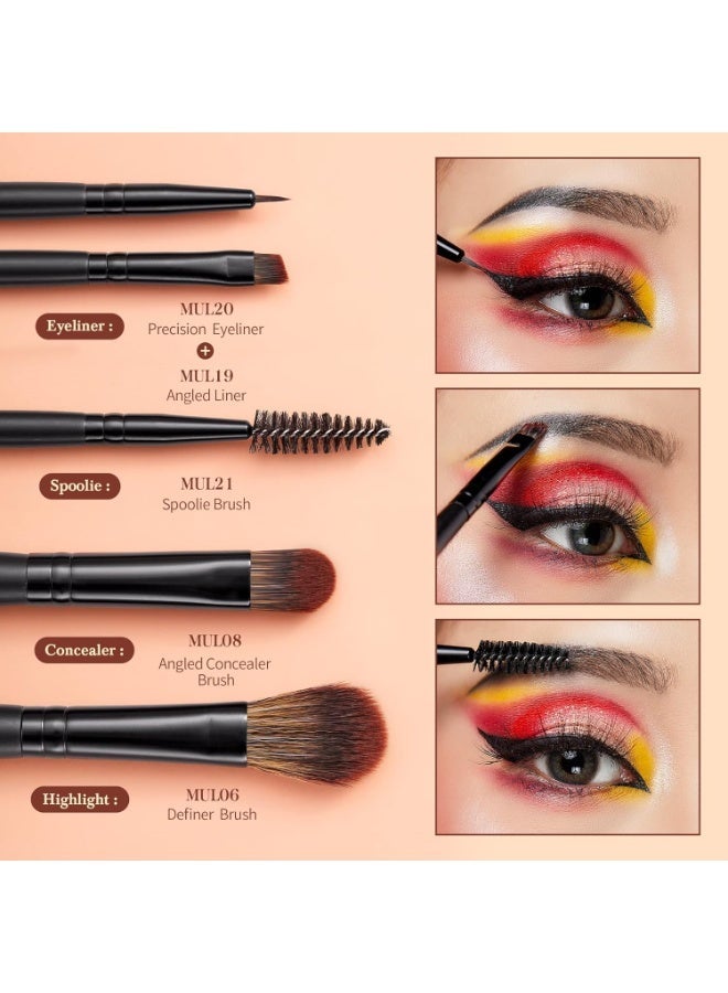 Jessup Makeup Brushes Set Professional 16Pcs Black Precision Collection, Cheveux synthétiques, Highlight Concealer Eyeshadow Eyeliner Blending Spoolie T272 - Image 5