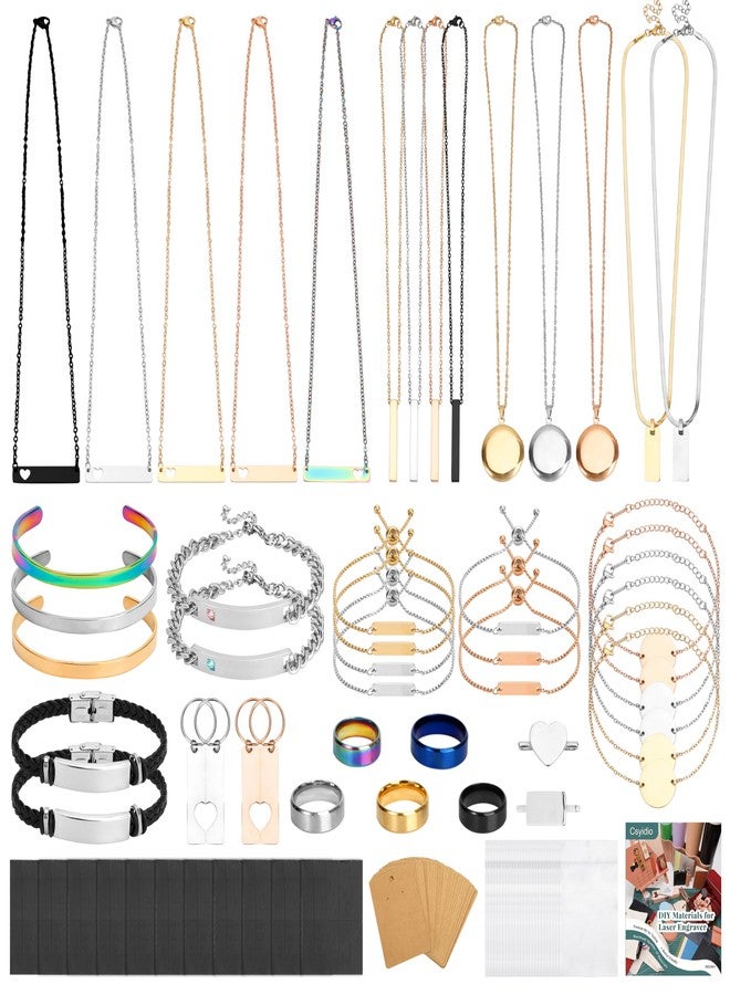 Csyidio 105 PCS Laser Engraving Materials, Jewelry Making Engraving Accessories for All Laser Engravers with Instructions, 45 PCS Stainless Steel Necklace, Pendant, Bracelet, Ring for Laser Crafting - Image 1