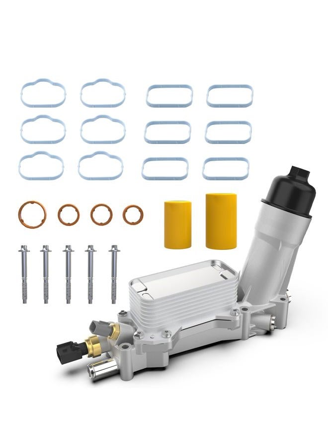 keriolee 926-959 Aluminum Engine Oil Cooler, Oil Filter Housing Adapter For 2017-2018 Chrysler 200 300, Jeep Cherokee Grand Cherokee,Dodge Charger Challenger Journey Wrangler, Ram ProMaster Replace# 68105583AB - Image 1