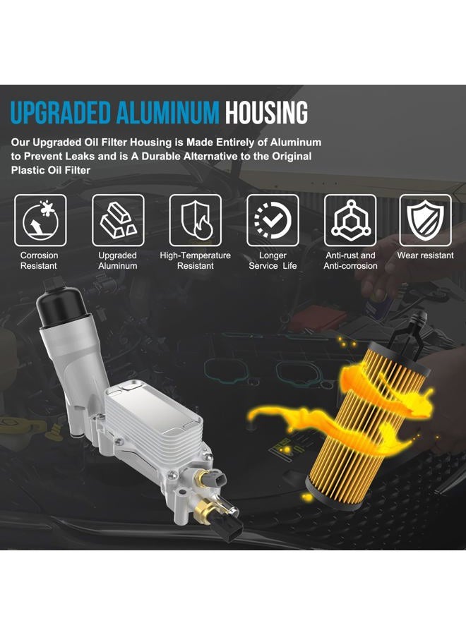 keriolee 926-959 Aluminum Engine Oil Cooler, Oil Filter Housing Adapter For 2017-2018 Chrysler 200 300, Jeep Cherokee Grand Cherokee,Dodge Charger Challenger Journey Wrangler, Ram ProMaster Replace# 68105583AB - Image 5