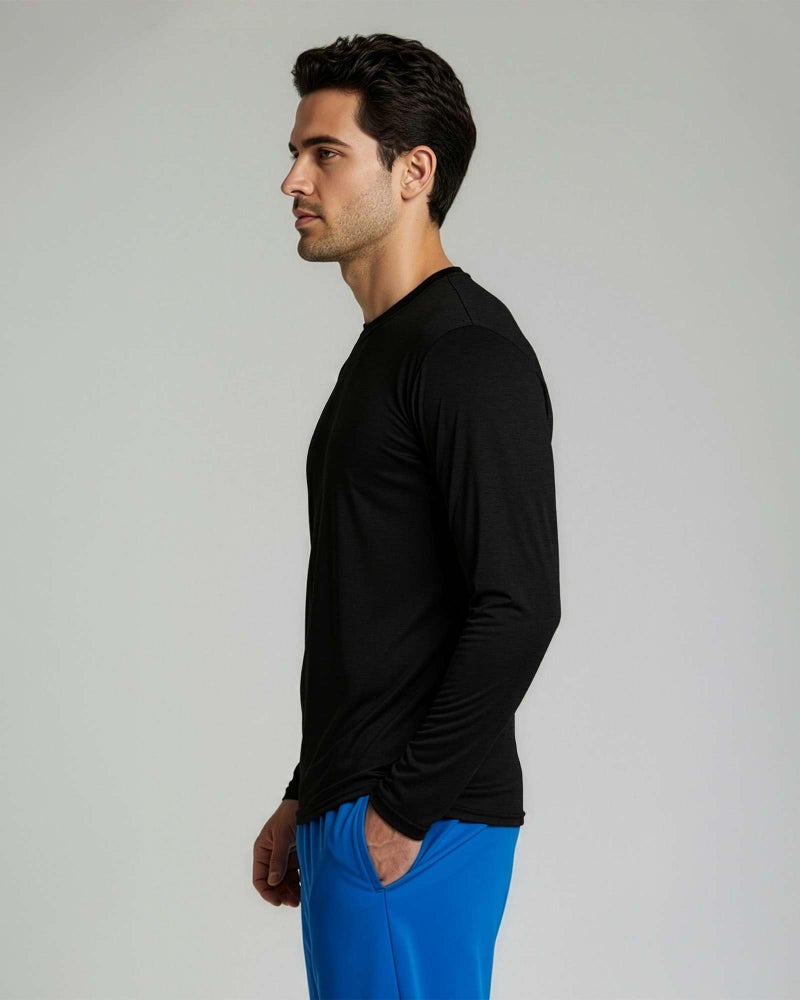 REALESSENTIALS Real Essentials 4 Pack: Mens Long Sleeve Dry Fit T Shirts Hiking Fishing Workout Gym Work Sun UPF 50 Wicking Running Tee, Set 3, Small - Image 5