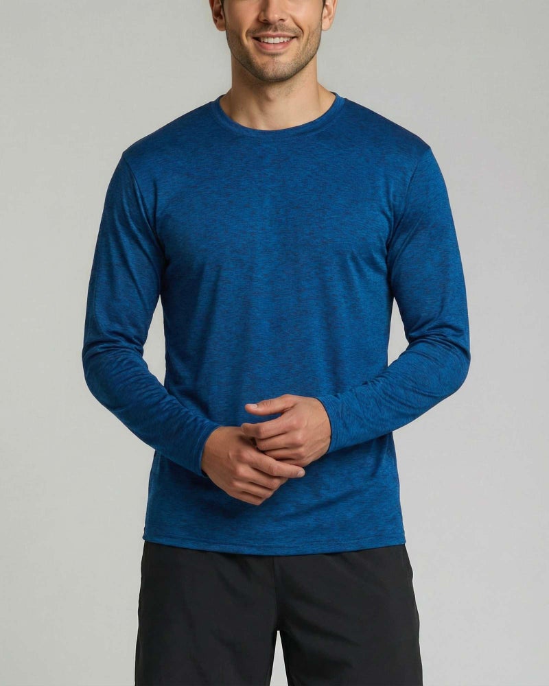 REALESSENTIALS Real Essentials 4 Pack: Mens Long Sleeve Dry Fit T Shirts Hiking Fishing Workout Gym Work Sun UPF 50 Wicking Running Tee, Set 3, Small - Image 3