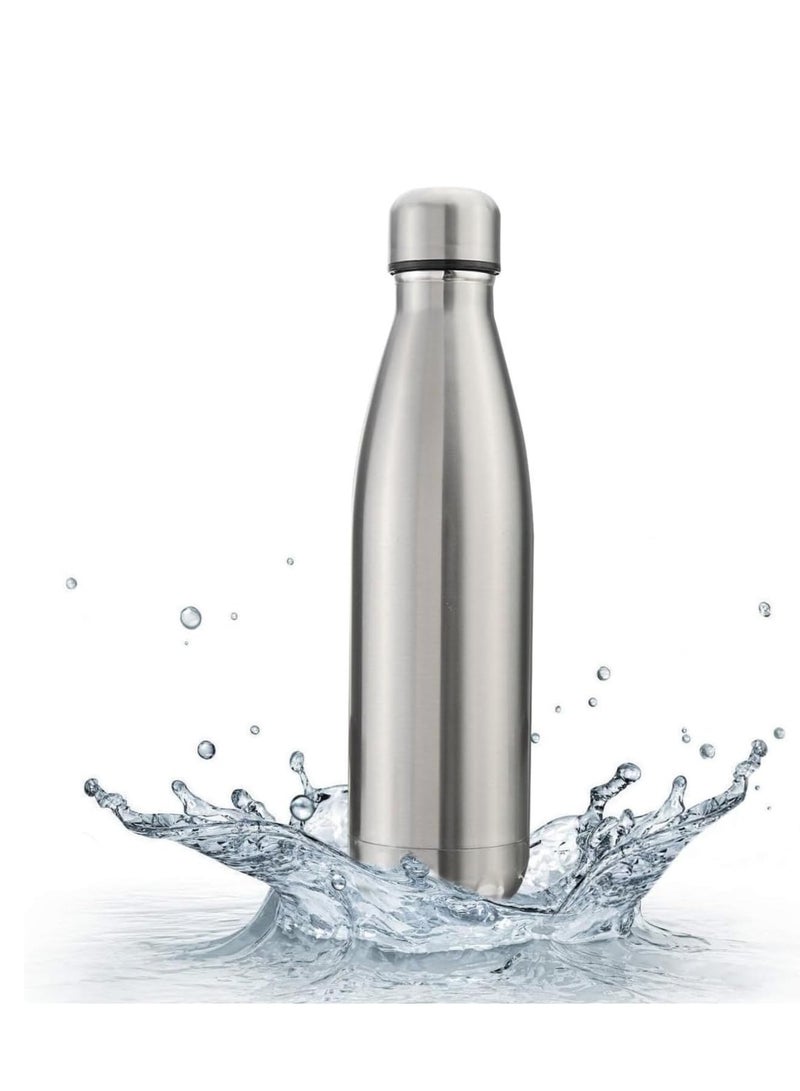 Double Wall Stainless Steel Sports Water Bottle 500ml Insulated Silver - Image 2