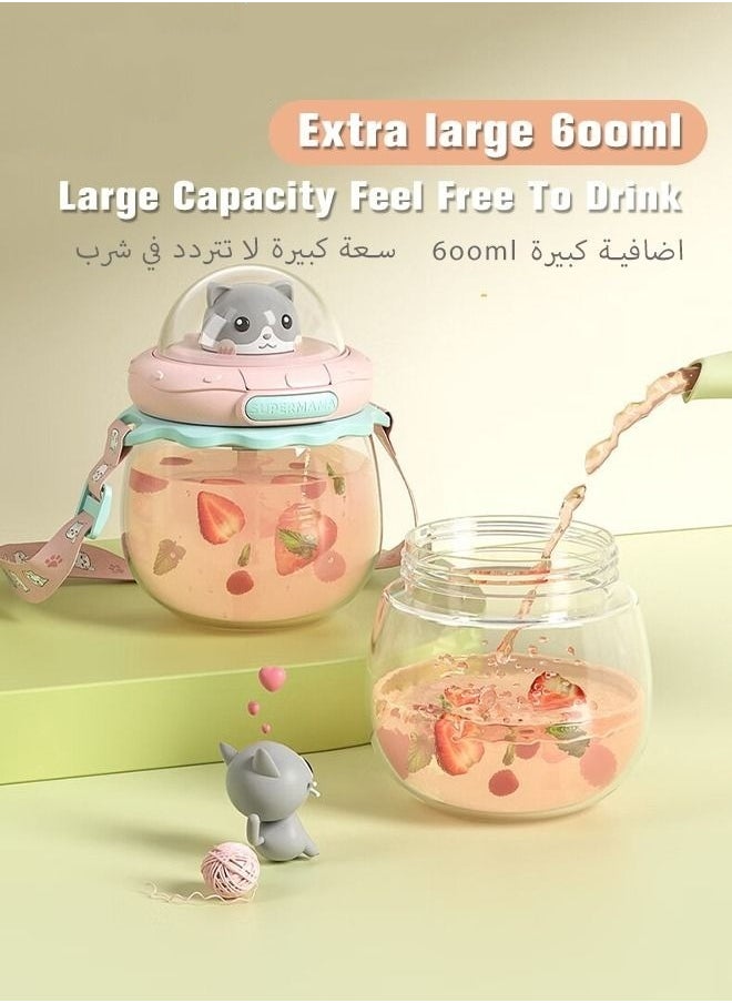MIXDE Kids Water Bottle With Straw Cute Leakproof Drinking Water Cups BPA Free Toddler Sippy Cup for School Boys and Girls  - Image 4