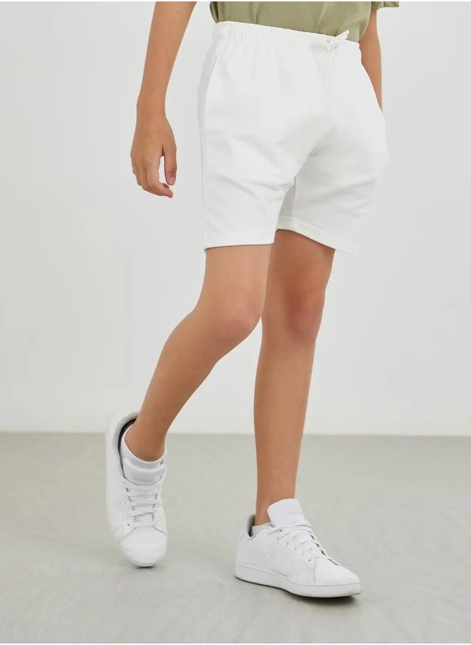 ستايلي Styli Solid Regular Fit Shorts with Drawstring