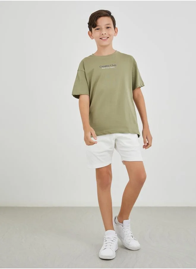 ستايلي Styli Solid Regular Fit Shorts with Drawstring