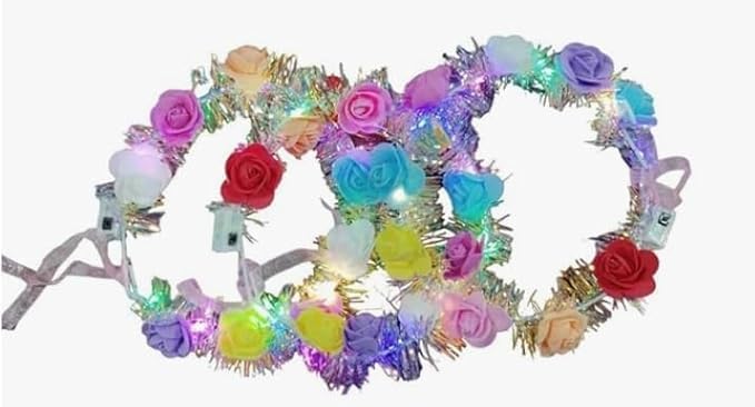 Haven's treasure LED Flower Crown Headband, Multicolour Light-Up Tiara, Party Festival Accessory - Image 1