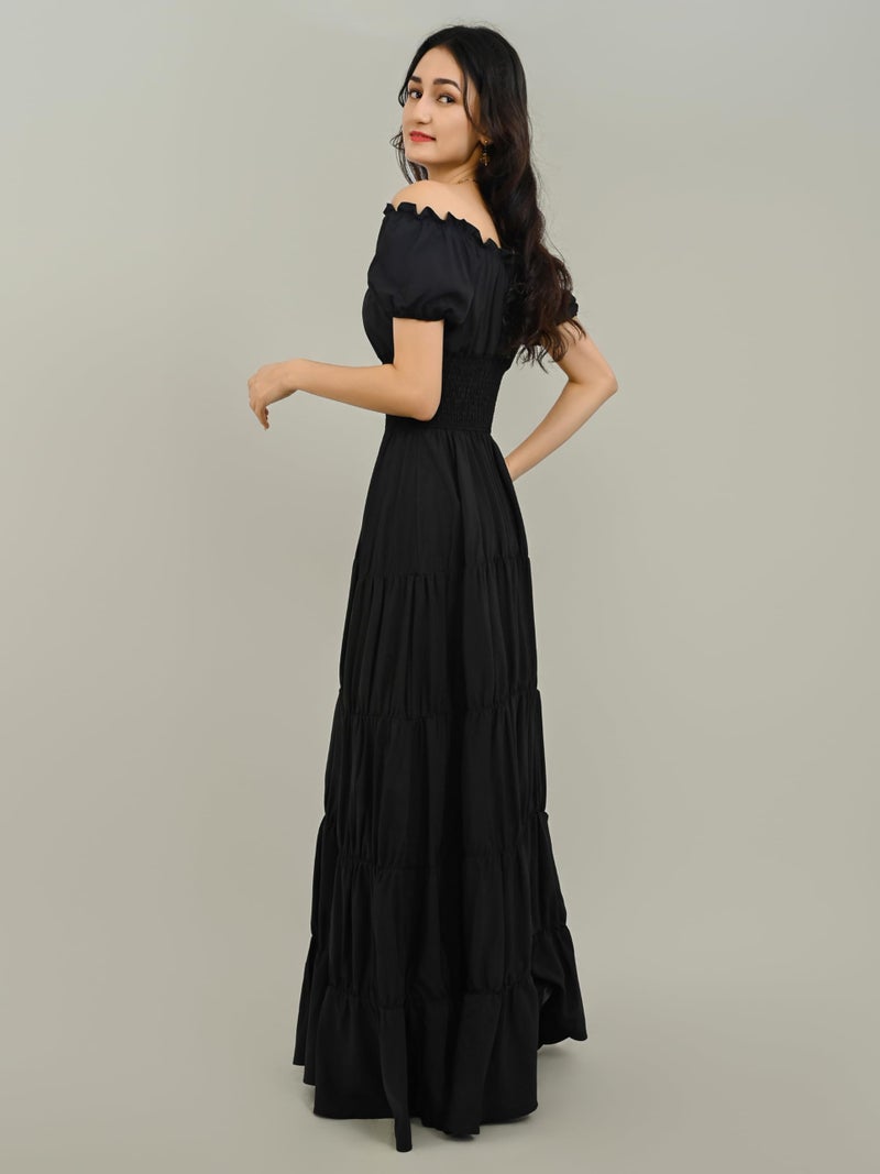 Zhitunemi Renaissance Costume Women Dress: Medieval Costumes for Women Renaissance Dresses - Peasant Cottagecore Theme Party Black 2XL - Image 3