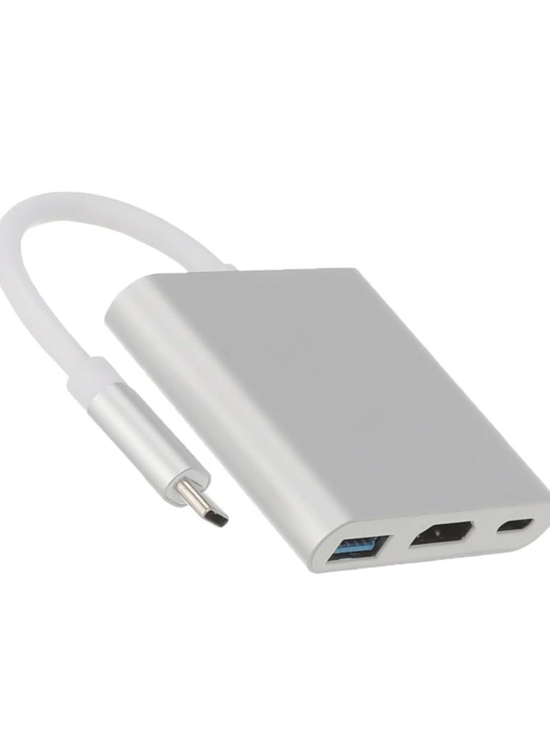 USB Type-C Multi-Port Adapter with 3.0 Port and Charging Port - Silver-273 - Image 1