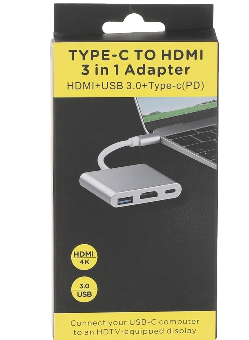USB Type-C Multi-Port Adapter with 3.0 Port and Charging Port - Silver-273 - Image 3