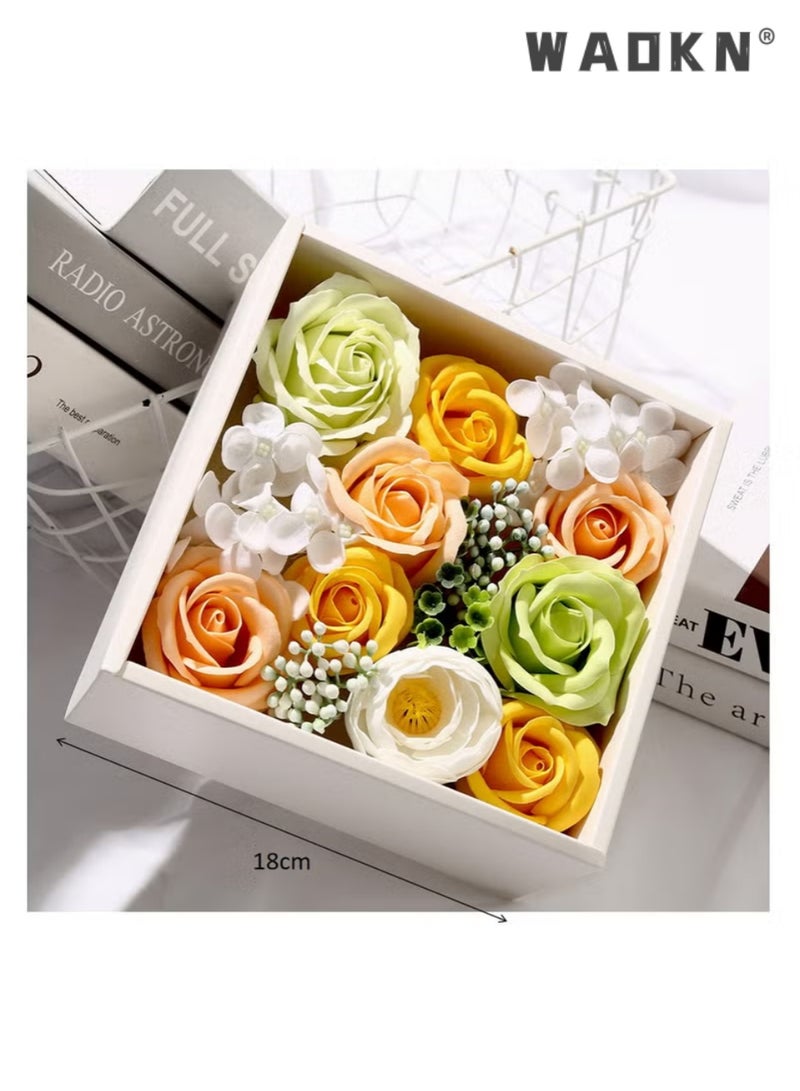 WAOKN Soap Flower Rose Boxed Square Gift High Appearance Level Creative Gift Box Home Decoration Respect for the Valentine's Day Wedding Gift - Image 2