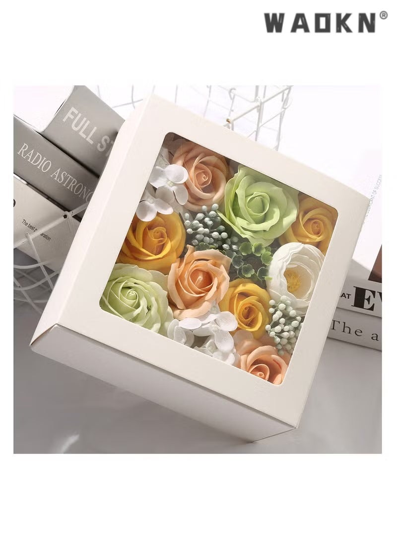 WAOKN Soap Flower Rose Boxed Square Gift High Appearance Level Creative Gift Box Home Decoration Respect for the Valentine's Day Wedding Gift - Image 1