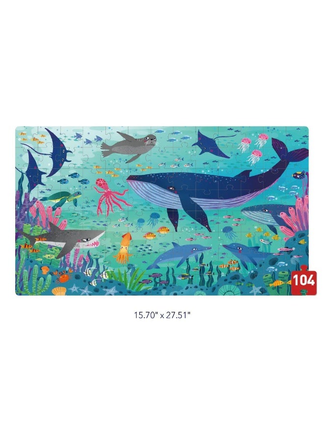 MiDeer Portable Puzzle Box – Wonderful Ocean 104-Piece Jigsaw Puzzle for Kids Age 3+ – Educational Sea Animal Puzzle with Carry Case – 40 x 70 cm - Image 2
