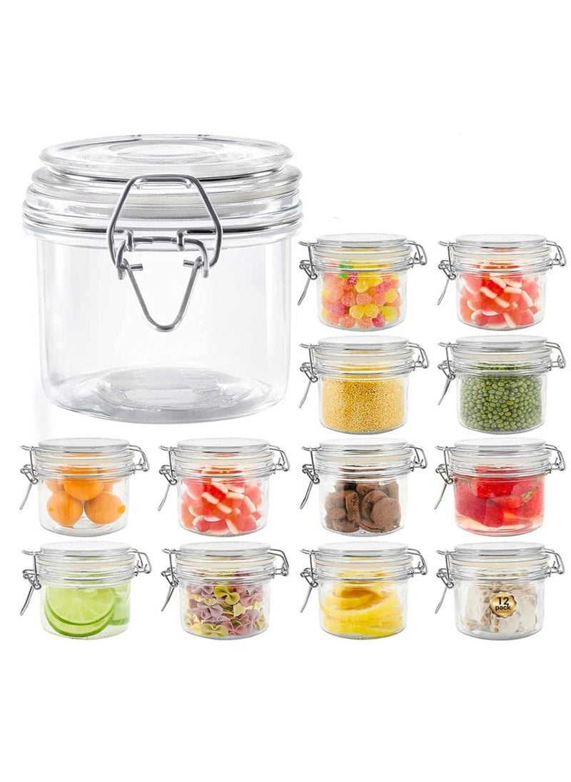 FUFU 12Pcs 7oz Glass Storage Jars with Airtight Clip Lid,Nut storage tank sealed fresh keeping tank,Glass airtight jar for Blueberry Cherry Food Sauce  - Image 1