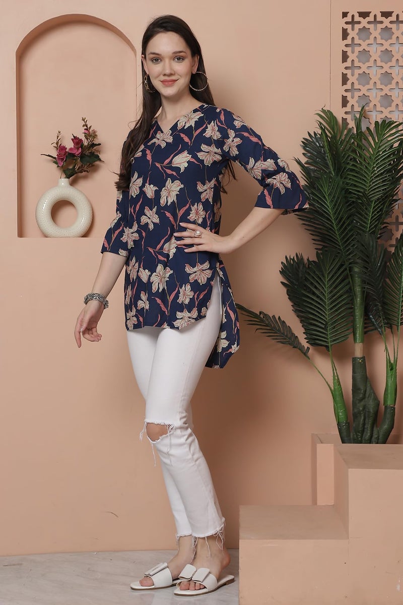 Rajnandini Women's Cotton Jaipuri Printed Tunic (JOPLJPR4005-3XL_Blue_3XL) - Image 4