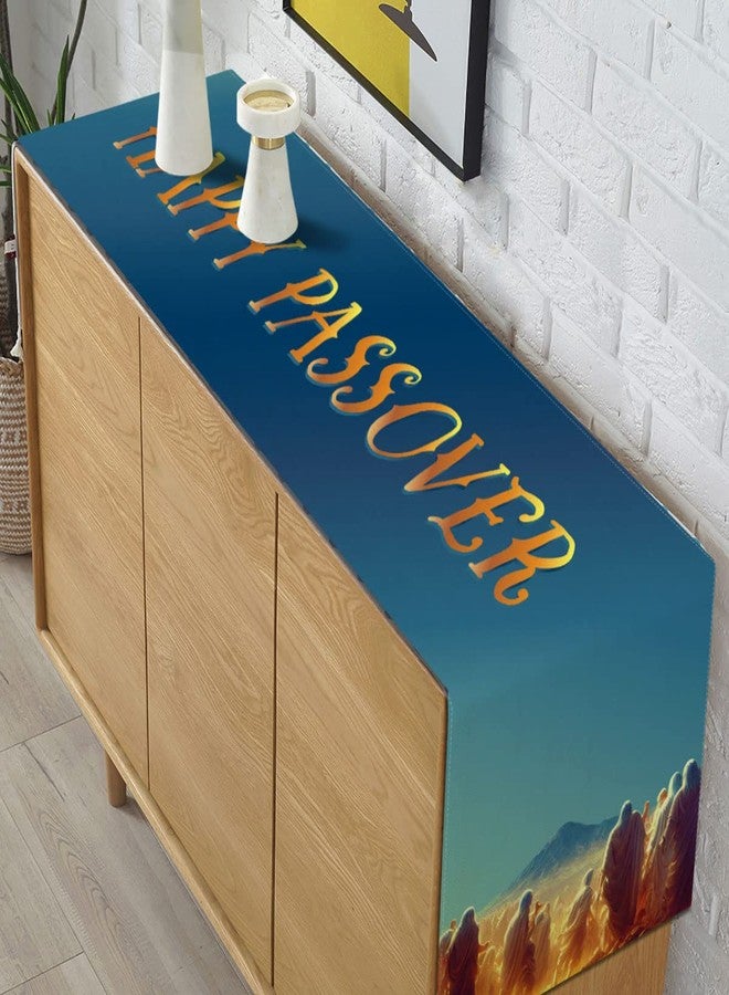 Pudodo Happy Passover Table Runner Pesach Jewish Exodus from Egypt Festival Holiday Party Decor Kitchen Dining Room Home Decoration (13" x 90") - Image 3