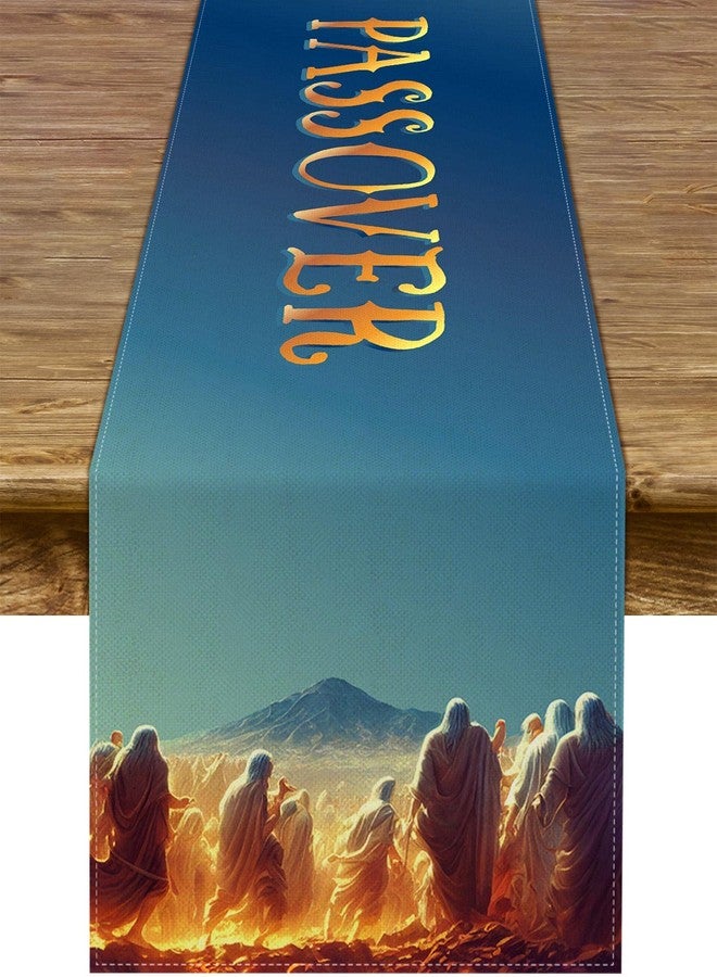 Pudodo Happy Passover Table Runner Pesach Jewish Exodus from Egypt Festival Holiday Party Decor Kitchen Dining Room Home Decoration (13" x 90") - Image 1