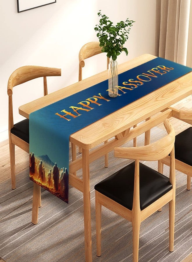 Pudodo Happy Passover Table Runner Pesach Jewish Exodus from Egypt Festival Holiday Party Decor Kitchen Dining Room Home Decoration (13" x 90") - Image 2