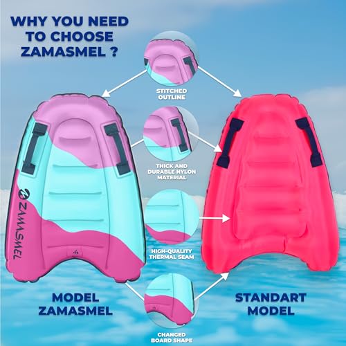 ZAMASMEL Premium Kids Inflatable Boogie Board Lightweight Swimming Floating Surfboard for Beach Pool Fun Durable Inflatable Surf Body Board for Wave Riding Summer Pool Floats Beach Toys PurplePink - Image 3