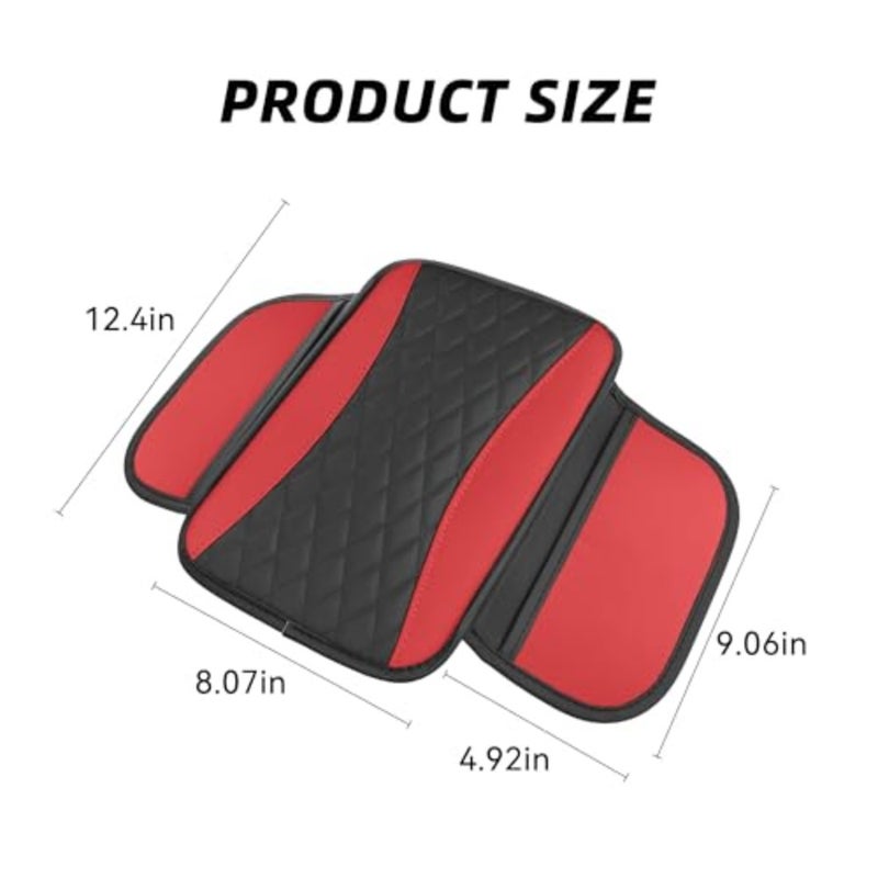 Patchwork Leather Car Center Console Cover, Microfiber Leather Vehicle Armrest Protector Cushion with 2 Storage Bags, Universal Cars Armrest Cushion for SUV, Sedan,  Truck - Image 2