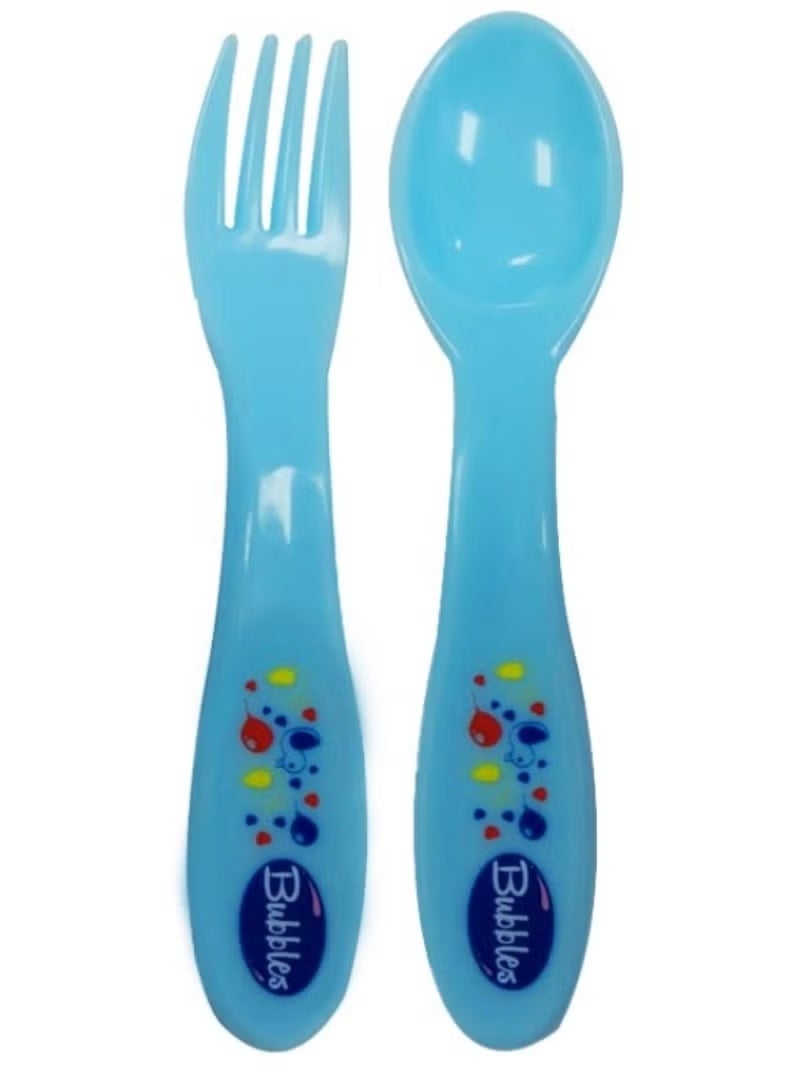 Bubbles Baby spoon and fork-bby blue - Image 1