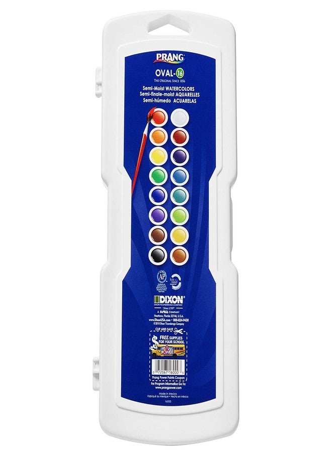 Dixon Prang Oval Watercolor Paint Set with Brush,16 Assorted Colors - Image 2