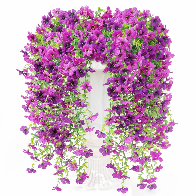 SAEUYVB Artificial Flowers for Outdoors,12 Pcs Fake Flowers with Silk Violets & Eucalyptus Leaves,UV Resistant Artificial Outdoor Flowers Suitable for Spring Summer Garden,Porch,Patio and Balcony Decoration - Image 1