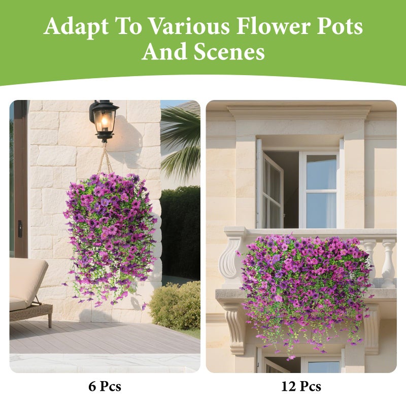 SAEUYVB Artificial Flowers for Outdoors,12 Pcs Fake Flowers with Silk Violets & Eucalyptus Leaves,UV Resistant Artificial Outdoor Flowers Suitable for Spring Summer Garden,Porch,Patio and Balcony Decoration - Image 5