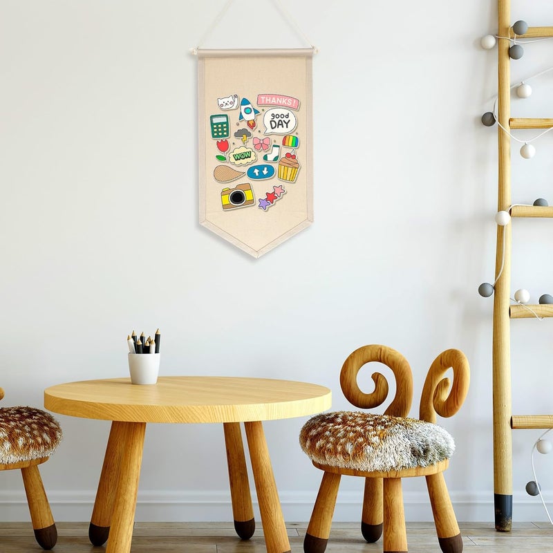 Homoyoyo Pin Display Banner Canvas Badge Organizer Hanging Brooch Holder for Enamel Pins Patches Buttons Wall Storage Beige - Image 5