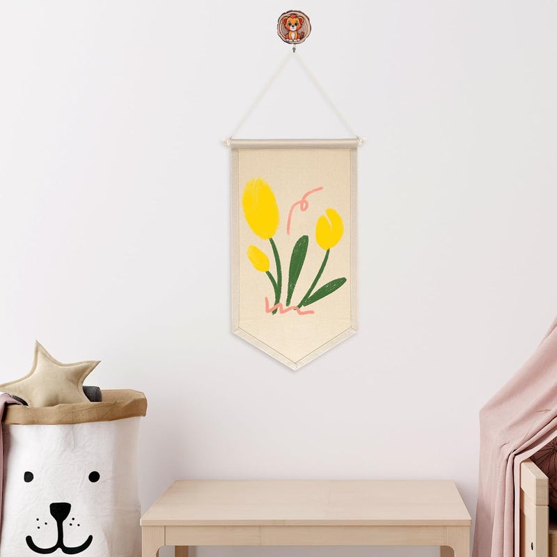 Homoyoyo Pin Display Banner Canvas Badge Organizer Hanging Brooch Holder for Enamel Pins Patches Buttons Wall Storage Beige - Image 3