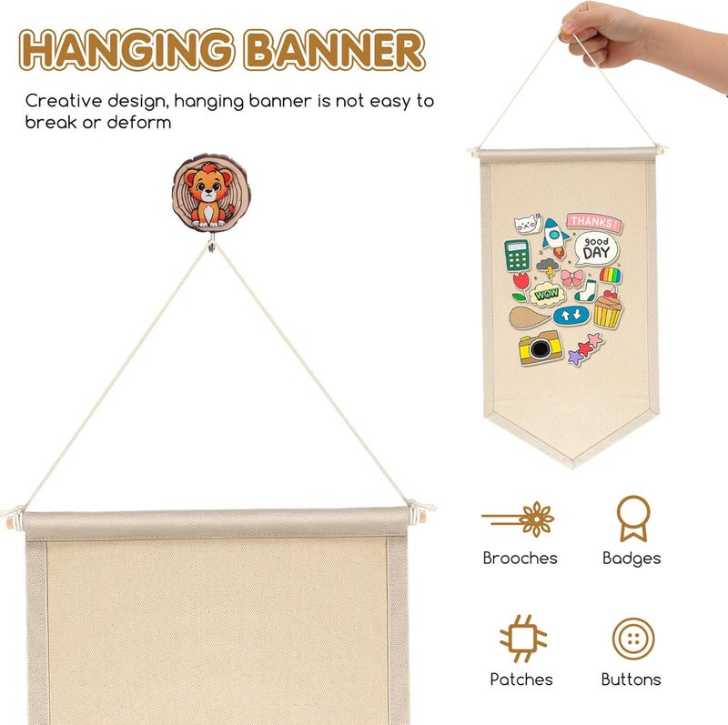 Homoyoyo Pin Display Banner Canvas Badge Organizer Hanging Brooch Holder for Enamel Pins Patches Buttons Wall Storage Beige - Image 2