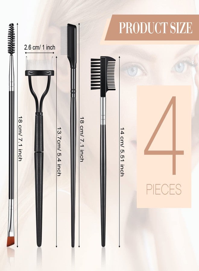 Skyley 4 Pieces Eyebrow Brush Eyelash Separator Brow Comb and Lash Spoolie Professional Eye Makeup Tools Metal Folding Lash Comb Black Double Head Eyelash Brush - Image 2