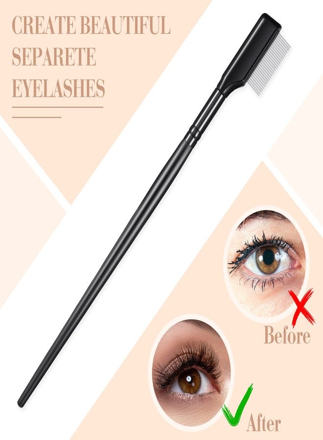 Skyley 4 Pieces Eyebrow Brush Eyelash Separator Brow Comb and Lash Spoolie Professional Eye Makeup Tools Metal Folding Lash Comb Black Double Head Eyelash Brush - Image 4