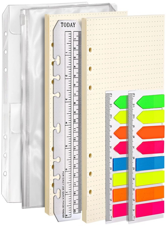 LEOBRO A5 Paper, Dotted Paper for A5 Binder, Planner Inserts, with Binder Pocket, Index Tabs, Square Rulers for Drawing, Refill for Planner Notebook Journal - Image 1