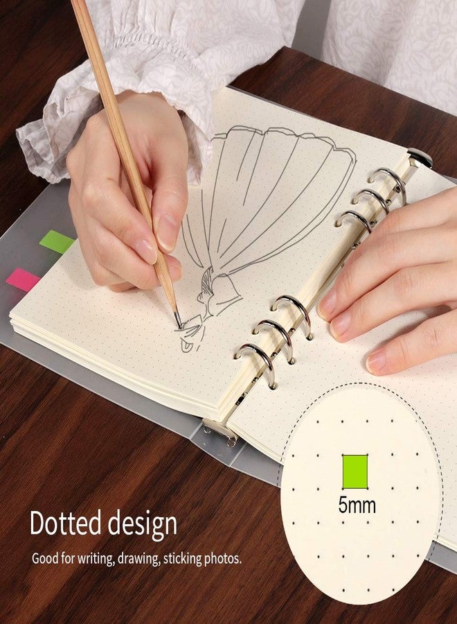 LEOBRO A5 Paper, Dotted Paper for A5 Binder, Planner Inserts, with Binder Pocket, Index Tabs, Square Rulers for Drawing, Refill for Planner Notebook Journal - Image 3