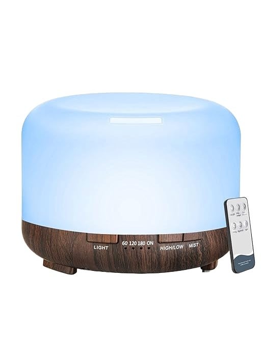 Ssanvi Ssanvi 500ml Premium Essential Oil Diffuser 5 in 1 Ultrasonic Aromatherapy Fragrant Oil Humidifier Vaporizer TimerAutoOff Safety SwitchBlack  - Image 1