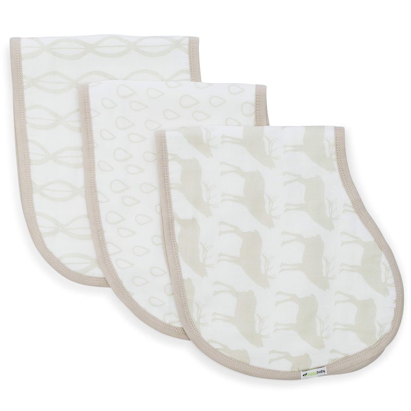 Ziggy Baby Muslin Burp Cloths, Burpy Bib Set (3 Pack) Woodland Collection - Image 3