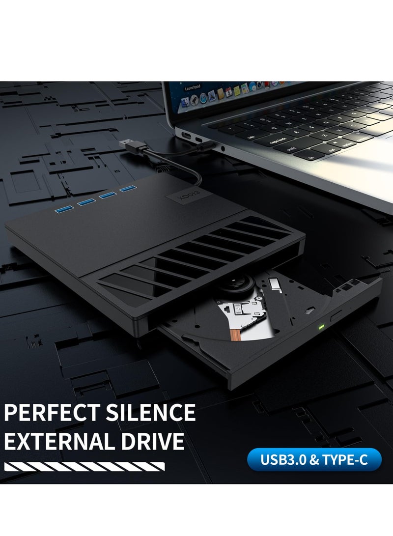 Excefore External CD/DVD Drive for Laptop, 7 in 1 USB Ultra-Slim Portable CD/DVD Player Burner, Slot Type CD ROM Burner Writer, Compatible with Laptop, MacBook, Windows 11/10/8/7, Linux (Black) - Image 5
