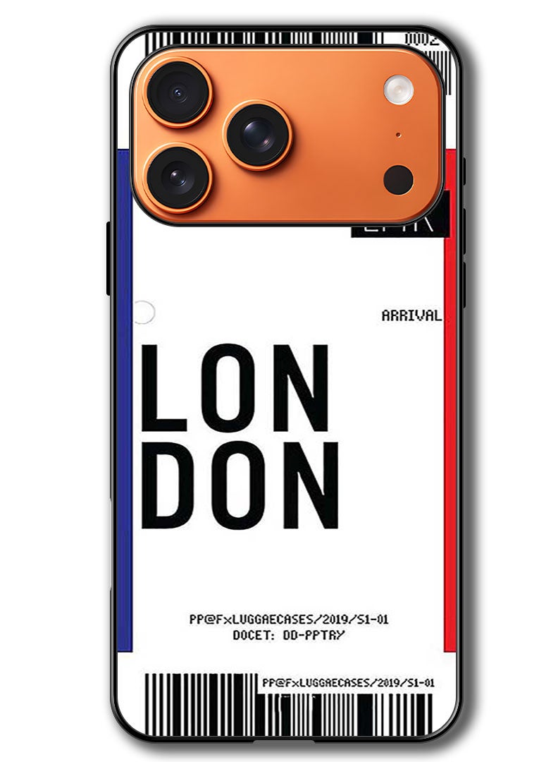 Theodor Case Compatible with Apple iPhone 17 Pro 6.3 Inch Protection Shockproof Bumper Cover London boarding pass - Image 1