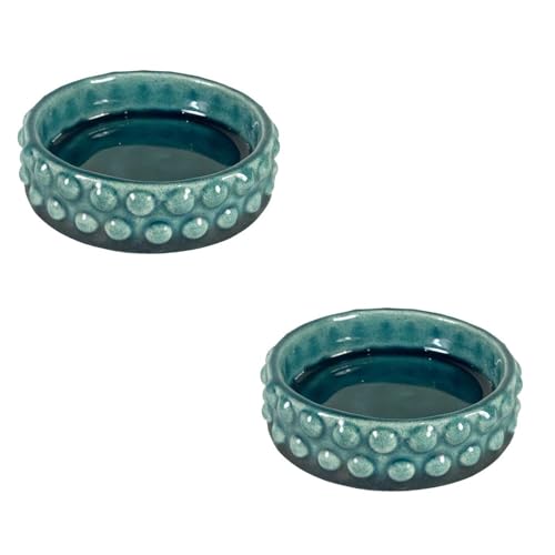 Lasaki Bubble Small Tray Blue HT10 Set of 2 | Round Ceramic (Plates/Saucers) for Pots, Planters, Flowers, Succulents | Decorative Garden Accessories | (H - 3 X D - 10.5 cm) Plants Not Included - Image 1