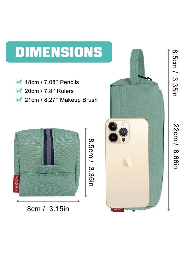 Fmeida Aesthetic Pencil Case - Spacious, Waterproof, Portable With Carrying Handle - Practical Pencil Pouch Pen Holder Stationery Organizer | Light Green  - Image 1
