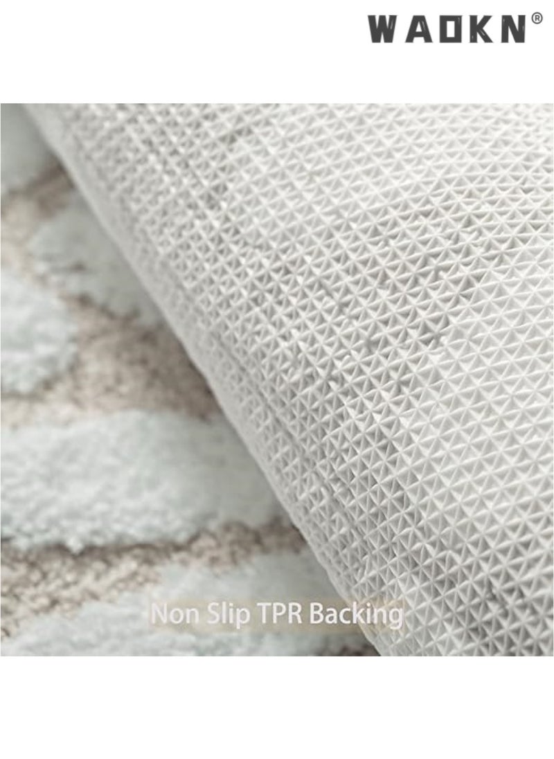 WAOKN Beige Bathroom Rugs Cute Daisy Bath Mat White and Yellow Flower Decor Rug Non Slip Floor Carpet Microfiber Bathmat Super Absorbent Machine Washable Bathtub Mats for Shower (16x24 inch)  - Image 3