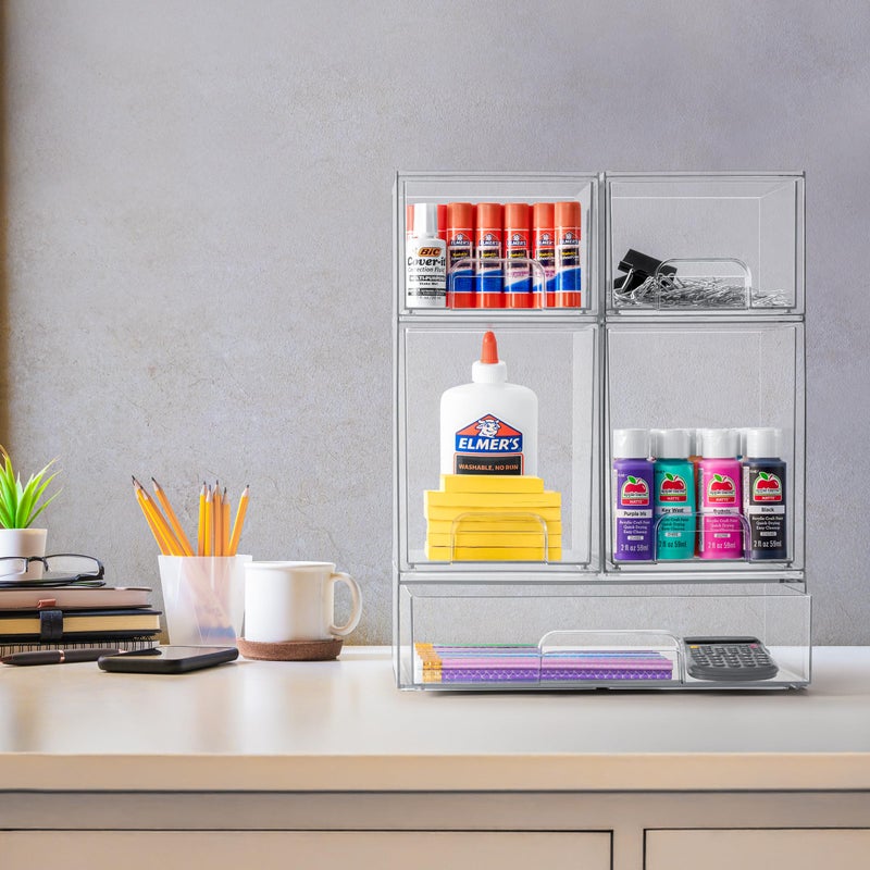 Sorbus Acrylic Storage Containers - 4 Pack, Stackable Storage Bins Set for Bathroom Organization - Clear Acrylic Drawer Organizers - Makeup Case Pull-Out Drawers (7.6â€™â€™ and 4.4â€™â€™ Tall) - Image 5