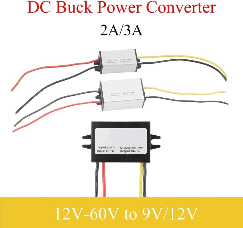 وحدة تحويل طاقة من 12V إلى 60V إلى 9V/12V بقدرة 2A أو 3A، مع منظم للجهد ومصدر طاقة للسيارات، مناسبة للسيارات (17-60V إلى 12V بقدرة 3A). - Image 2
