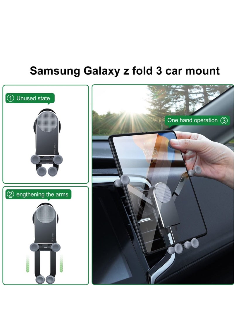 Captaintech Car Phone Holder, Aluminum Z Fold 3 Car Mount Vent Holder, Universal Gravity Cell Phone Holder for Samsung Galaxy Z Fold 3 / Z Fold 2 / S21 / S20 Mobile Devices Under 8 inch - Image 3