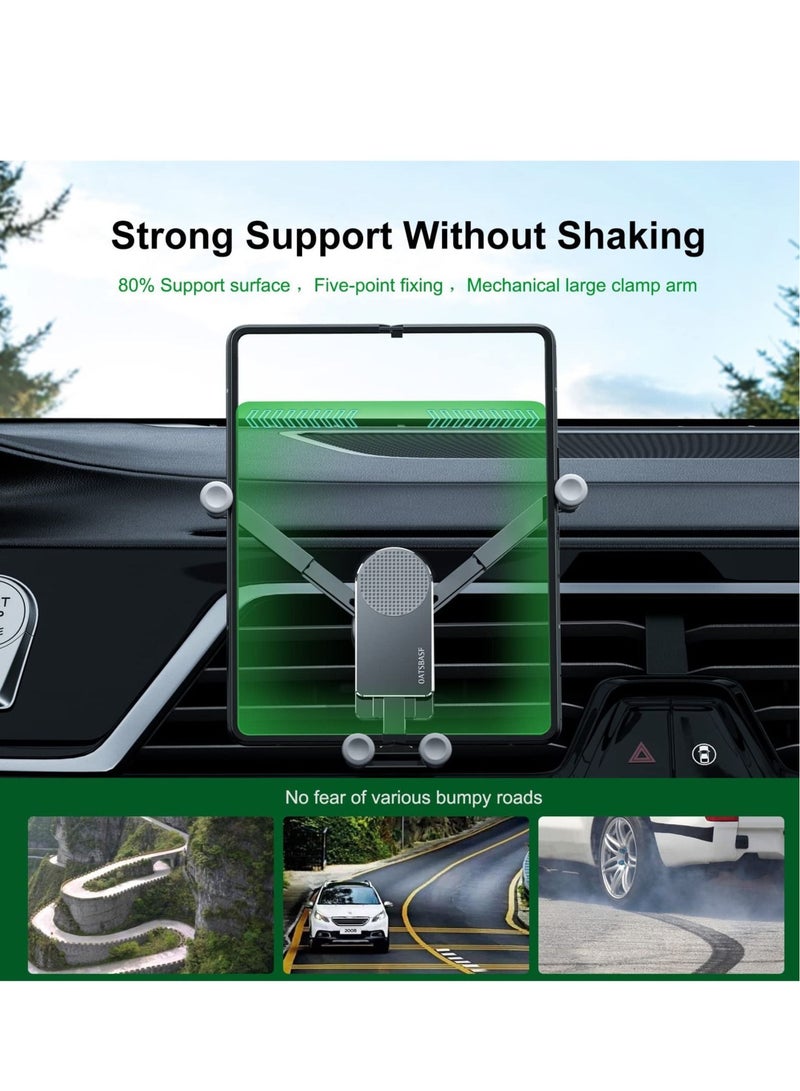 Captaintech Car Phone Holder, Aluminum Z Fold 3 Car Mount Vent Holder, Universal Gravity Cell Phone Holder for Samsung Galaxy Z Fold 3 / Z Fold 2 / S21 / S20 Mobile Devices Under 8 inch - Image 2