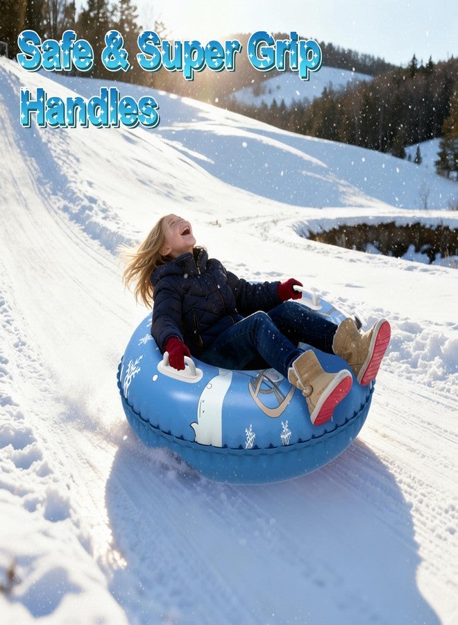 Frueydo Inflatable Snow Tube Sled with Premium Canvas Cover Heavy Duty for Kids Adults,Towable Snow Sled Thickened Bottom Winter Gift Outdoor Fun Toys for Boys Girls (Polar Bear-36) - Image 3