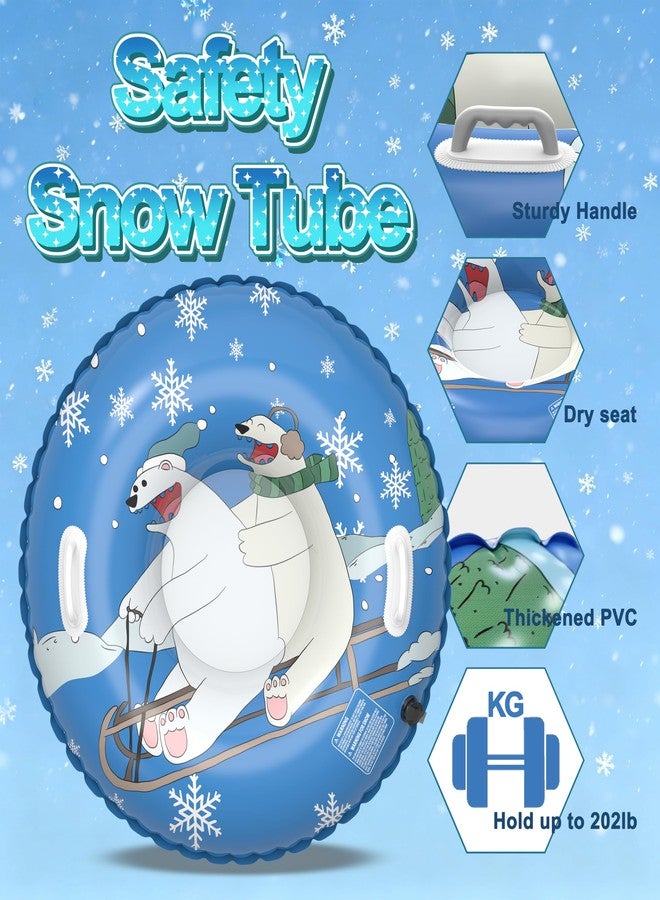 Frueydo Inflatable Snow Tube Sled with Premium Canvas Cover Heavy Duty for Kids Adults,Towable Snow Sled Thickened Bottom Winter Gift Outdoor Fun Toys for Boys Girls (Polar Bear-36) - Image 2