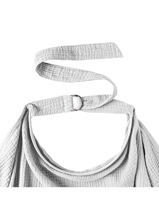 Konssy Muslin Nursing Cover for Baby Breastfeeding, Breathable 100% Cotton Breastfeeding Cover with Rigid Hoop for Mother Nursing Apron, Multi-use Carseat Canopy (Grey) (BRJ06)  - Image 5