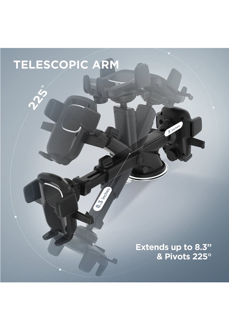 Universal Easy One Touch 4 Car Mount & Desk Stand for iPhone, Samsung, Moto, Huawei, Nokia, LG Smartphones, Black, Dash & Windshield Holder - Image 3